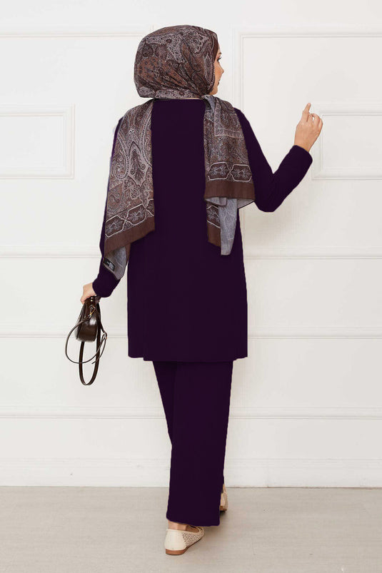 Casual Fit Two-Piece Sandy Suit Purple