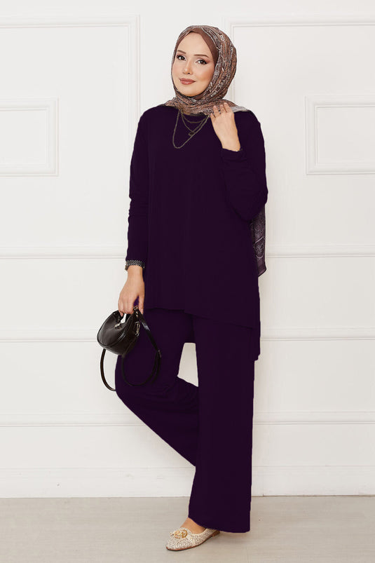 Casual Fit Two-Piece Sandy Suit Purple