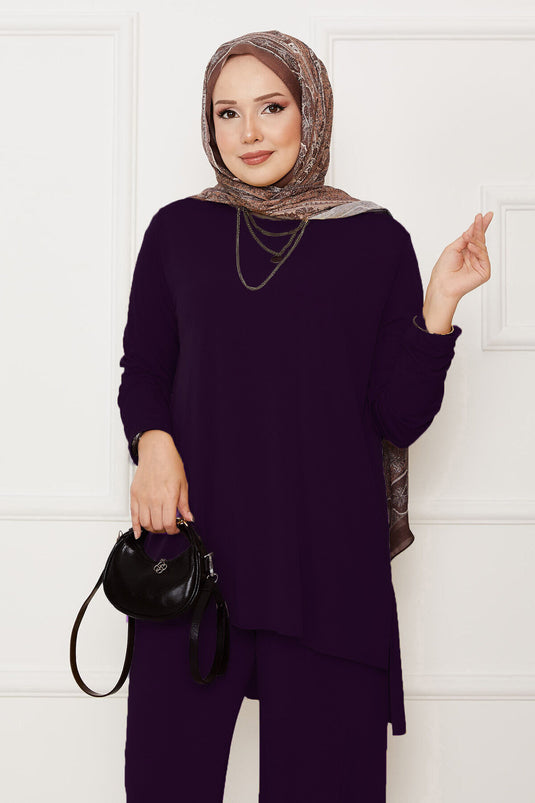 Casual Fit Two-Piece Sandy Suit Purple