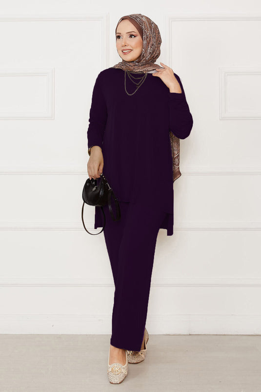 Casual Fit Two-Piece Sandy Suit Purple