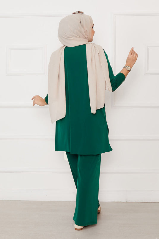 Casual Fit Two-Piece Sandy Set Green