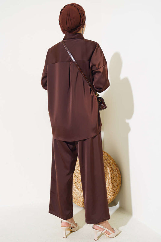 Salaş Saten İkili Takım Kahve