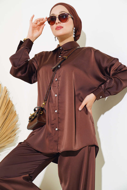 Salaş Saten İkili Takım Kahve