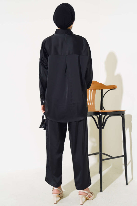 Salaş Saten İkili Takım Siyah