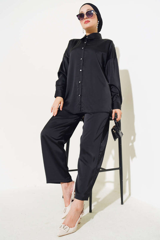 Salaş Saten İkili Takım Siyah