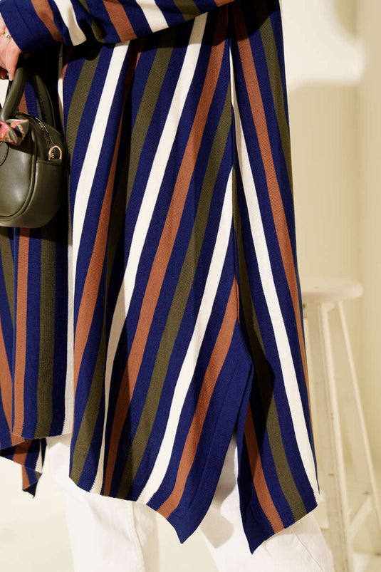 Salaş Uzun Çizgili Triko Tunik Parlement