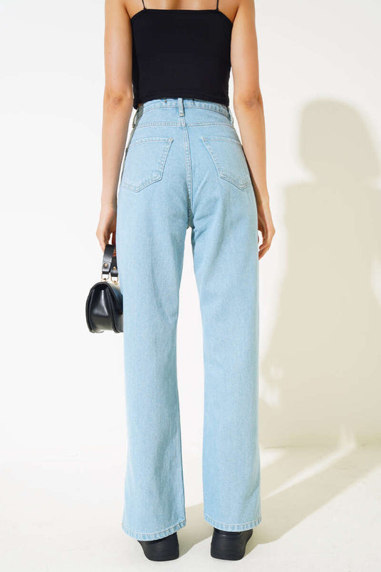 Jean fendu ample, teinte verte