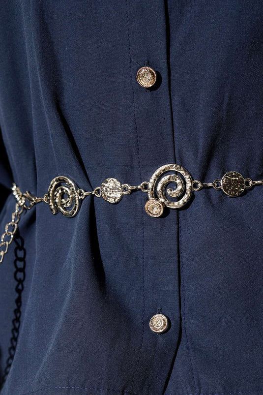 Salyangoz Sembollü Zincir Kemer Gümüş