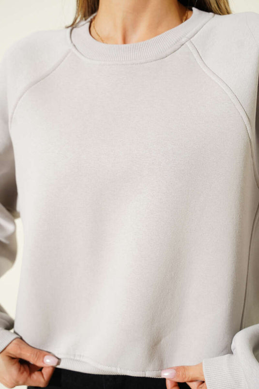 Sweat-shirt court basique gris brossé