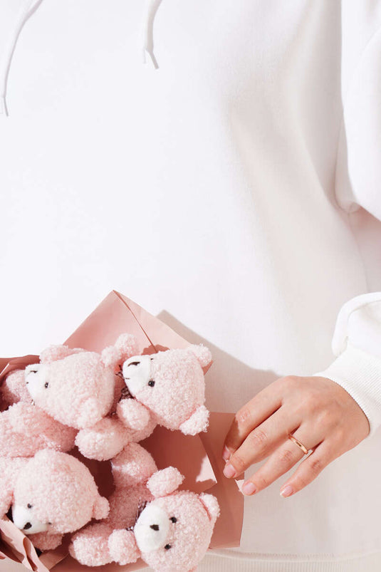 Şardonlu Kapüşonlu Model İkili Takım Beyaz