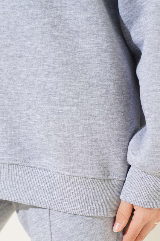 Hooded Model Two-Piece Set with Sherpa Gray