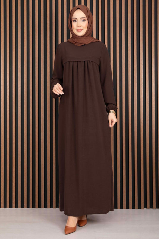 Robe voilée avec détails Sare Marron