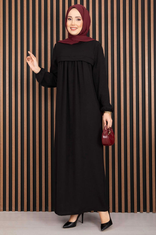 Robe voilée à détails Sare noire