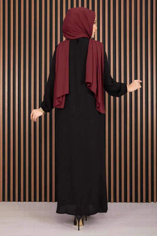 Robe voilée à détails Sare noire