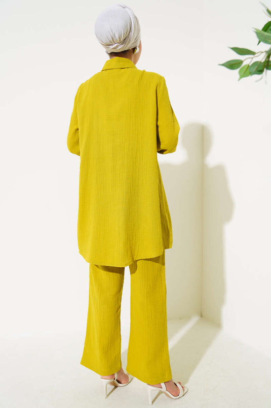 Sarkıt Taş Detaylı İkili Takım Yağ Yeşili