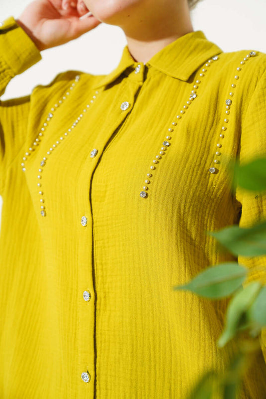 Sarkıt Taş Detaylı İkili Takım Yağ Yeşili