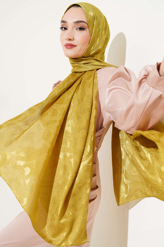 Spiral Pattern Jacquard Melisa Shawl Oil Green -44