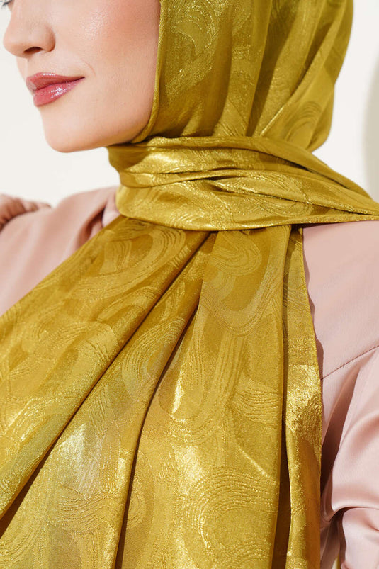 Spiral Pattern Jacquard Melisa Shawl Oil Green -44