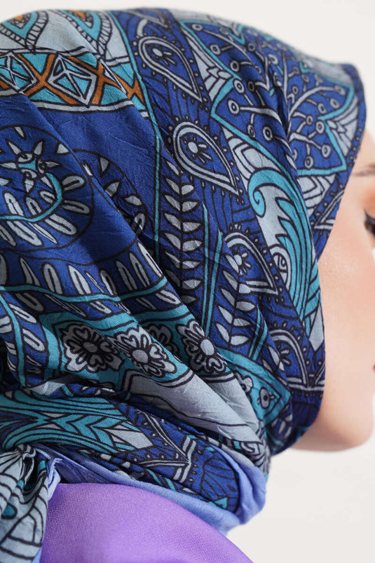 Sarmal Motif Bambu Eşarp Lila