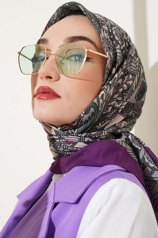 Bambusschal mit Spiralmotiv, Pflaume