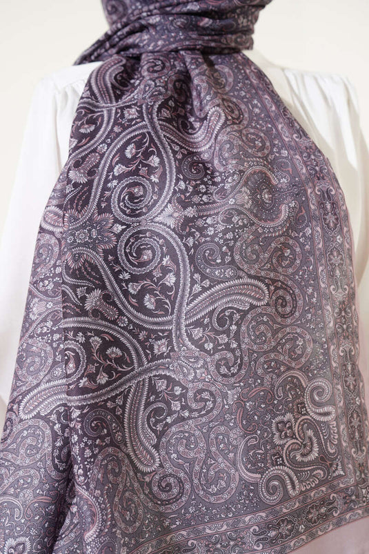 Châle à motif rétro en spirale, café au lait