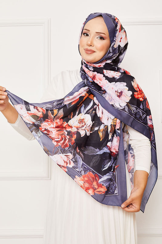 شال حجاب مدخن بنقشة زهرة اللبلاب