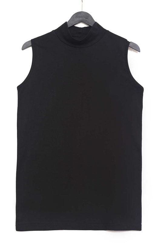 Chemisier noir sans manches à col roulé