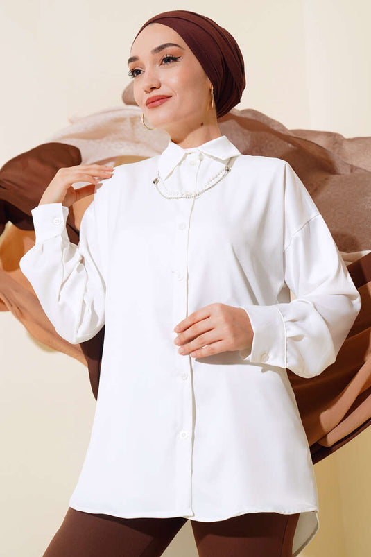 Satin Casual Shirt Ecru