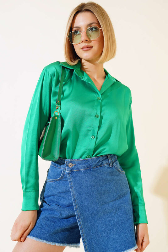 Satin Long Sleeve Shirt Benetton