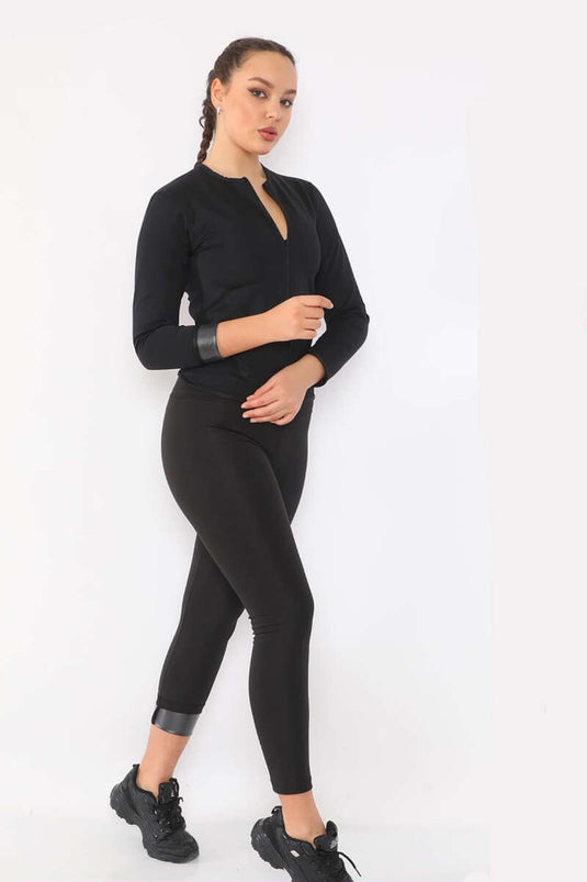 Sauna Long Sleeve Two Piece Set Black