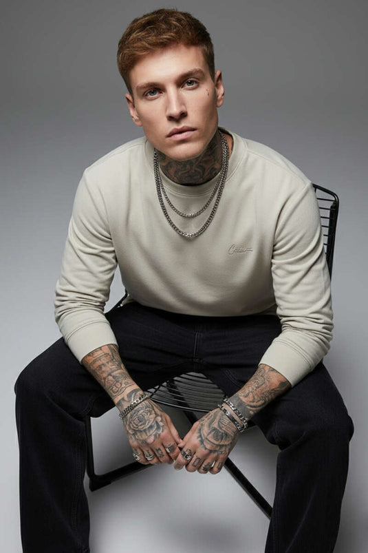 Taucherkragen Herren Pullover Stein