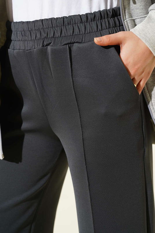 Scuba Çımalı Bol Paçalı Pantolon Füme