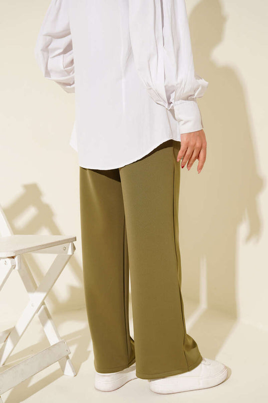 Scuba Çımalı Bol Paçalı Pantolon Haki