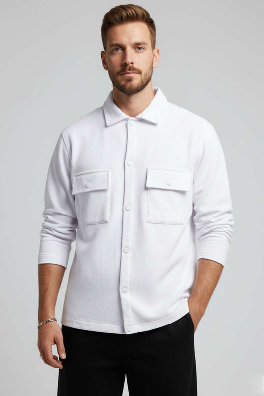 Chemise homme blanche à boutons-pression de plongée