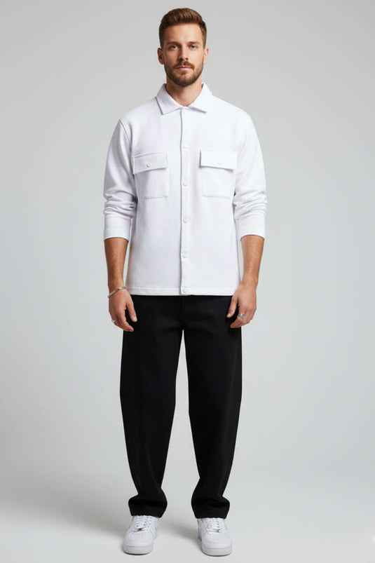Chemise homme blanche à boutons-pression de plongée