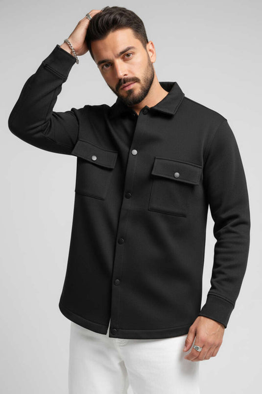 Chemise homme noire à boutons-pression Scuba