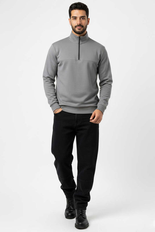 Scuba-Sweatshirt für Herren mit Reißverschluss, Dunkelgrau