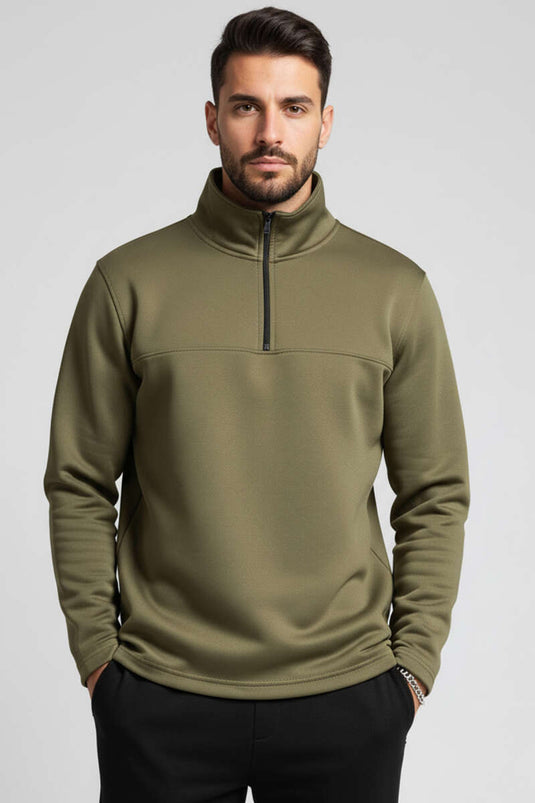 Scuba Zip-Up Men's Sweatshirt Khaki
