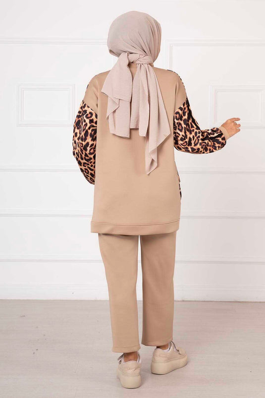 Set Doppio Visone Con Motivo Leopardato