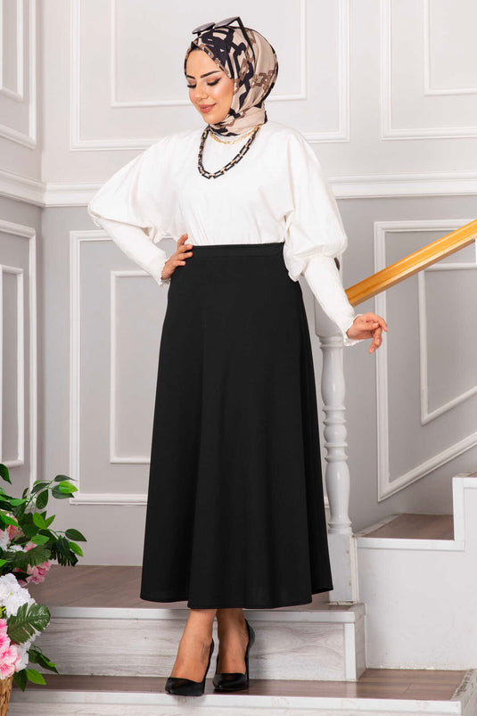 تنورة حجاب مولانا من الكريب سكوبا باللون الأسود