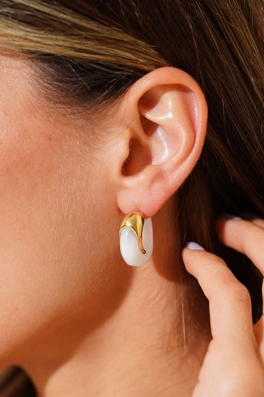 Mother-of-Pearl Hoop Earrings White