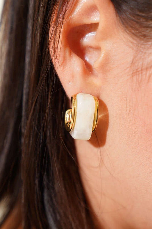 Boucles d'oreilles en nacre, écru