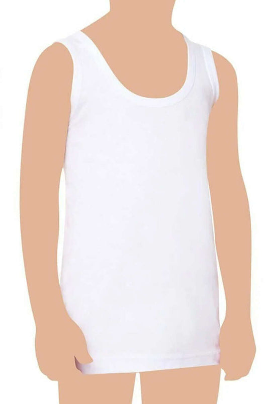 Seher Yıldızı Lot de 12 Maillots Sans Manches à Large Bretelle pour Garçon Blanc