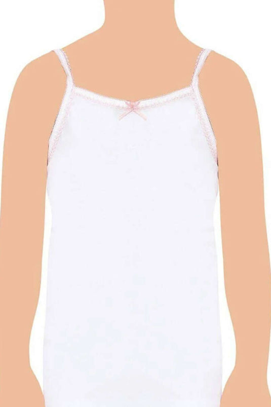 Seher Yıldızı Lot de 12 Débardeurs à bretelles en fil brodé pour fille Blanc