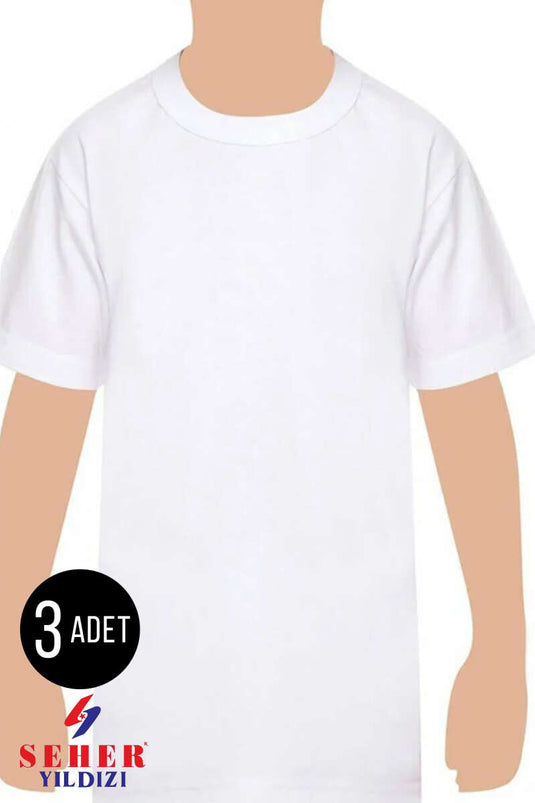 Seher Yıldızı Lot de 3 Maillots à Manches Courtes pour Garçon Blanc