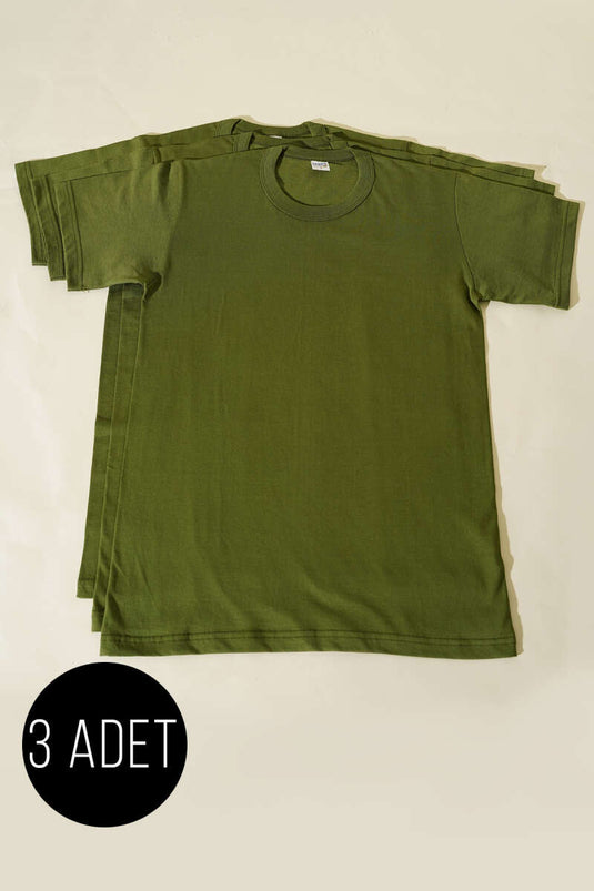 Morning Star Set of 3 Men's Short Sleeve Undershirts Olive Green