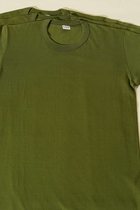 Morning Star Set of 3 Men's Short Sleeve Undershirts Olive Green