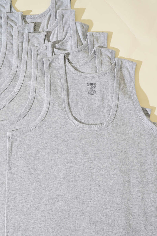 Lot de 6 débardeurs Morning Star en coton peigné gris