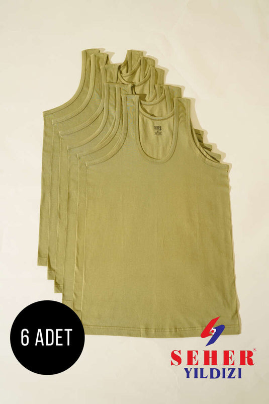Morning Star 6-Pack Combed Cotton Tank Top New Khaki