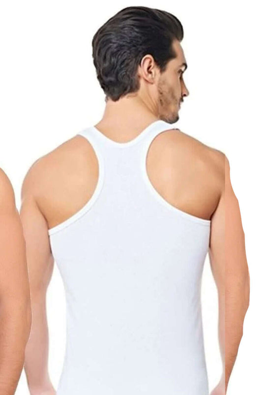 Morning Star Men's Ribbed Sports Undershirt White